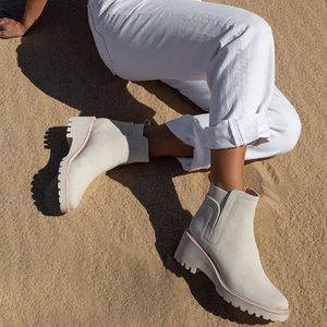 $150 Dolve Vita Sandstone Huey Ankle Bootie Combat Lug Sole wedge women size 8